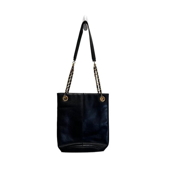 Koschi Leather Black Shoulder Strap Purse with gold accents and strap - Picture 1 of 8